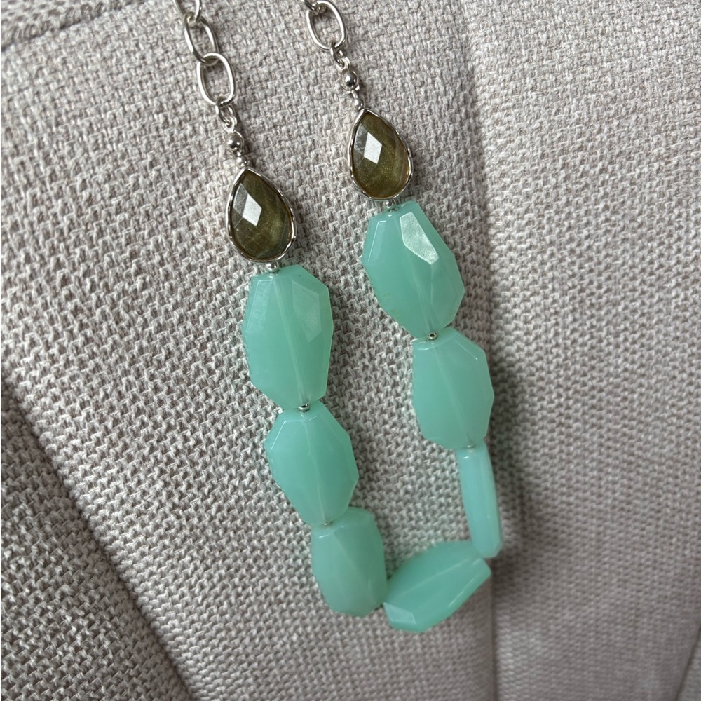 Elegant Green Gemstone Drop Necklace